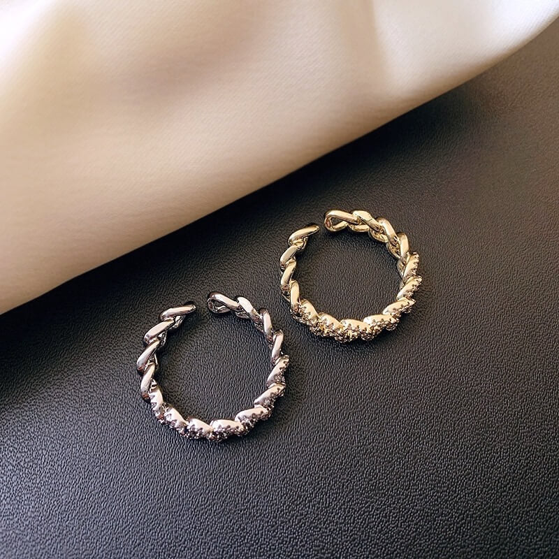 Liora Chain Ring – Adjustable 14K Gold & Sterling Silver