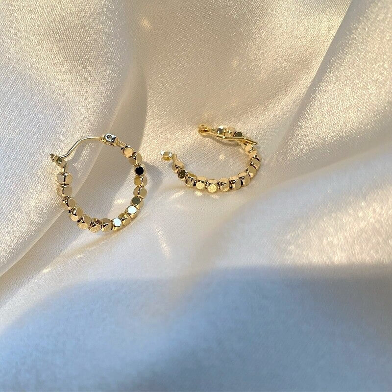 Liora Hoop Earrings – 14K Gold Plated Vintage Cube Design