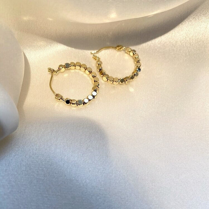 Liora Hoop Earrings – 14K Gold Plated Vintage Cube Design