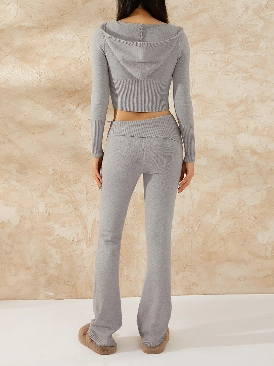 Ribbed Knit Lounge Set - Siopie