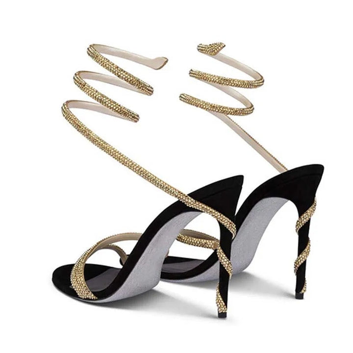 Liora Serpent Heels – Luxury Black Edgy Elegance Statement