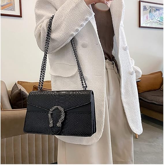 Sac bandoulière cuir imprimé – Chaîne élégante pour femme