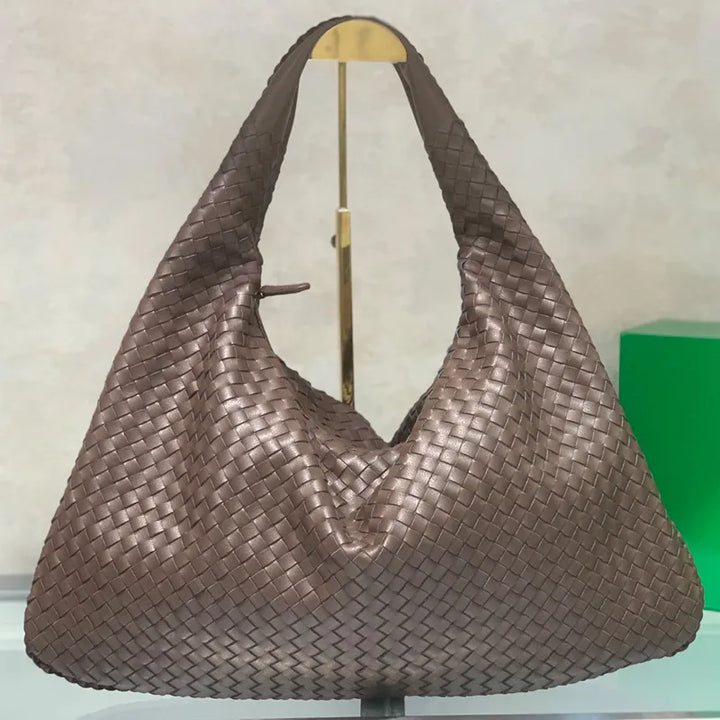 Sac épaule cuir tressé – Cabas vachette haut de gamme avec fermeture éclair