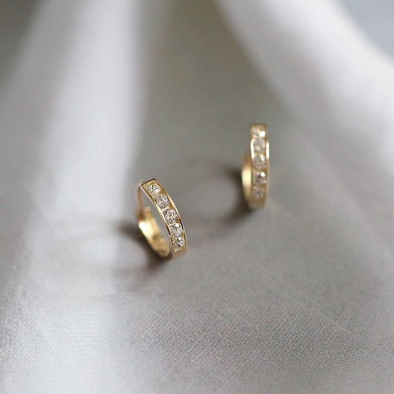 Seren Minimalist Sterling Silver Pave Hoop Earrings Elegant