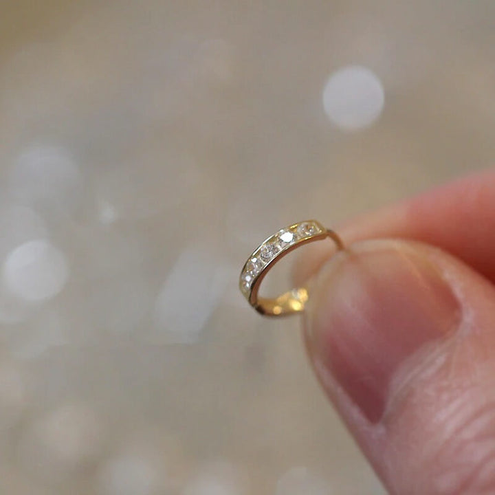 Seren Minimalist Sterling Silver Pave Hoop Earrings Elegant