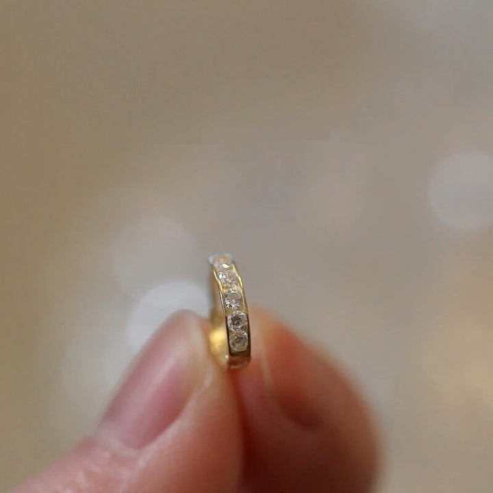 Seren Minimalist Sterling Silver Pave Hoop Earrings Elegant