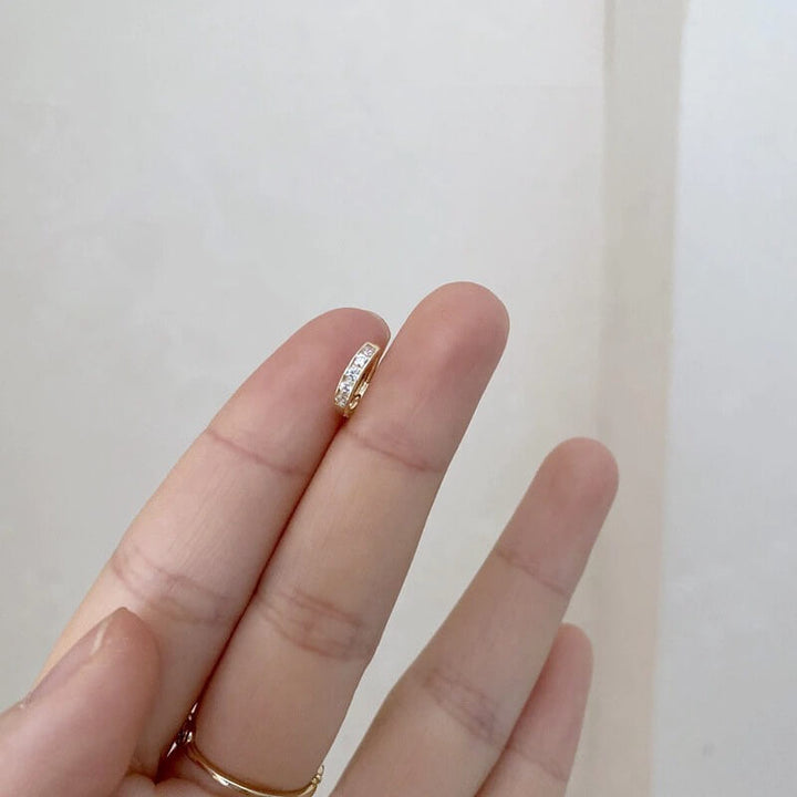 Seren Minimalist Sterling Silver Pave Hoop Earrings Elegant