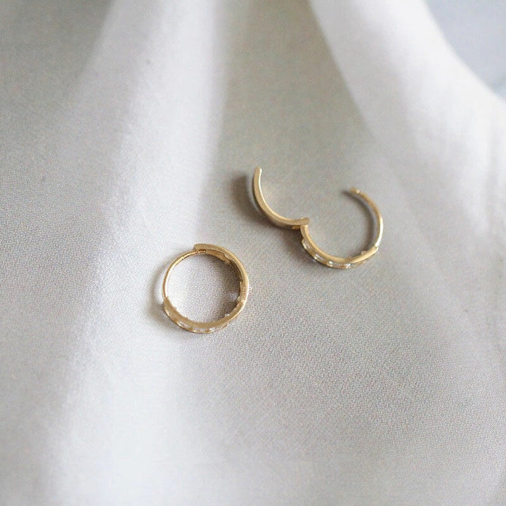 Seren Minimalist Sterling Silver Pave Hoop Earrings Elegant