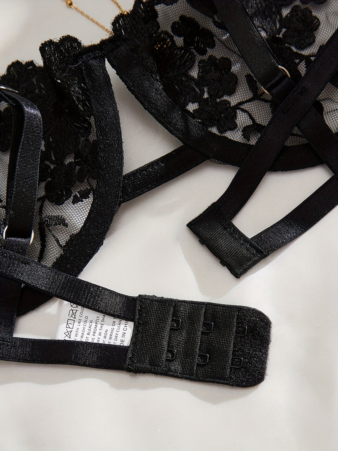 Liora Floral Embroidered Tie-Up Lingerie Set Romantic Lace