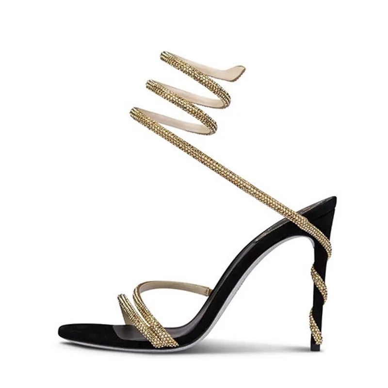 Liora Serpent Heels – Luxury Black Edgy Elegance Statement