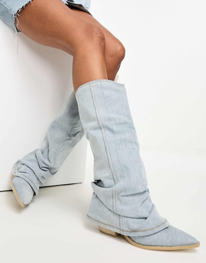 Liora Knee-Length Denim Boots – Stylish Comfortable Denim Craftsmanship