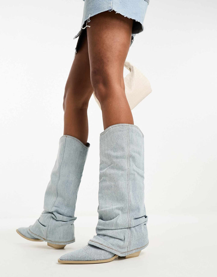 Liora Knee-Length Denim Boots – Stylish Comfortable Denim Craftsmanship