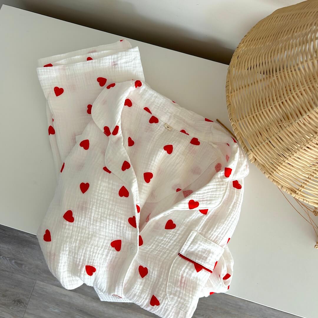 Liora Heart-Print Women's Loungewear Set – Soft Cotton Comfort