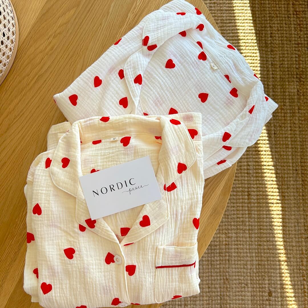 Liora Heart-Print Women's Loungewear Set – Soft Cotton Comfort