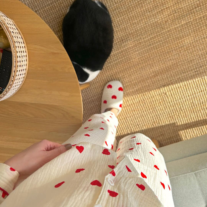 Liora Heart-Print Women's Loungewear Set – Soft Cotton Comfort