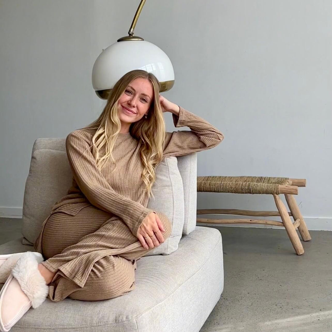 Amaya Cozy Ribbed Loungewear Set – Soft Knit, Relaxed Fit