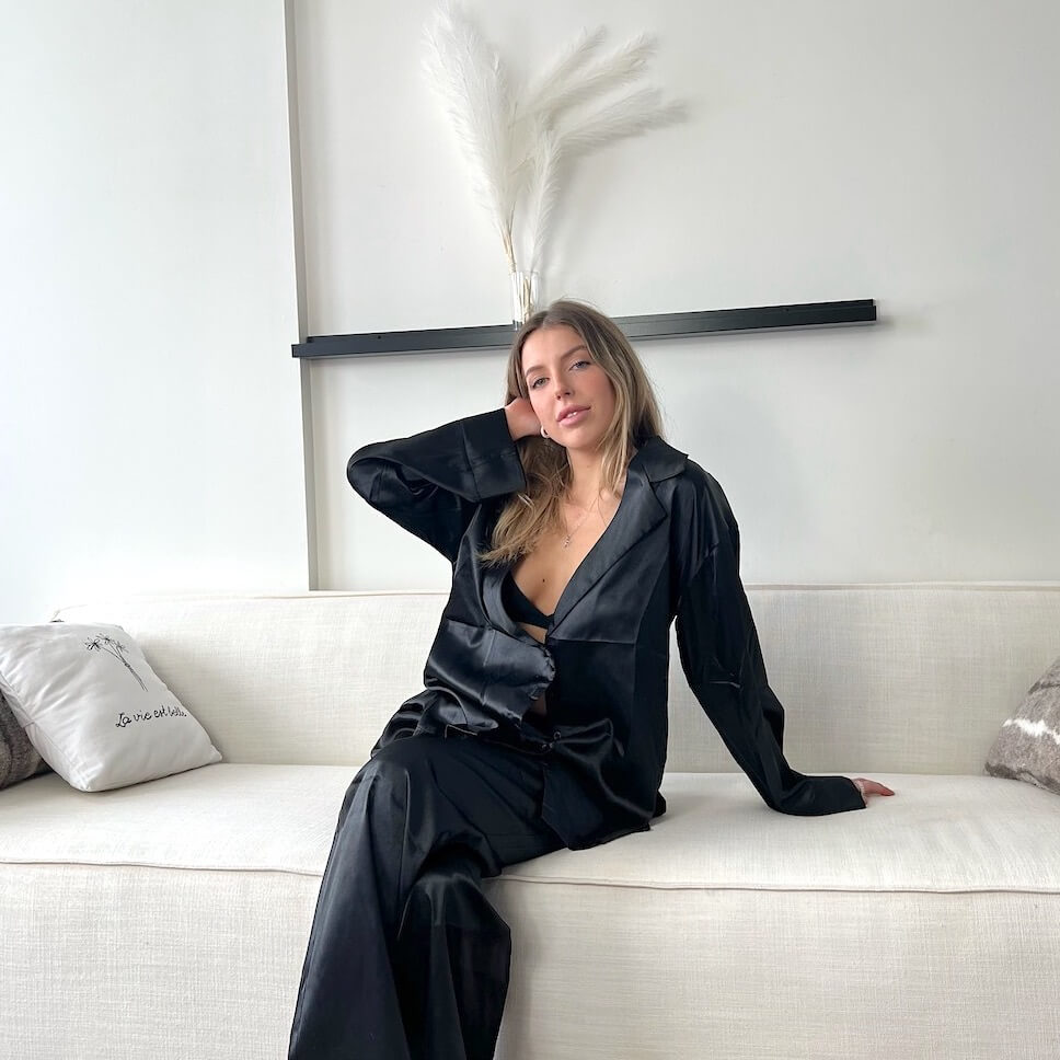Liora Satin Silk Oversized Pajama Set – Luxurious Breathable Loungewear
