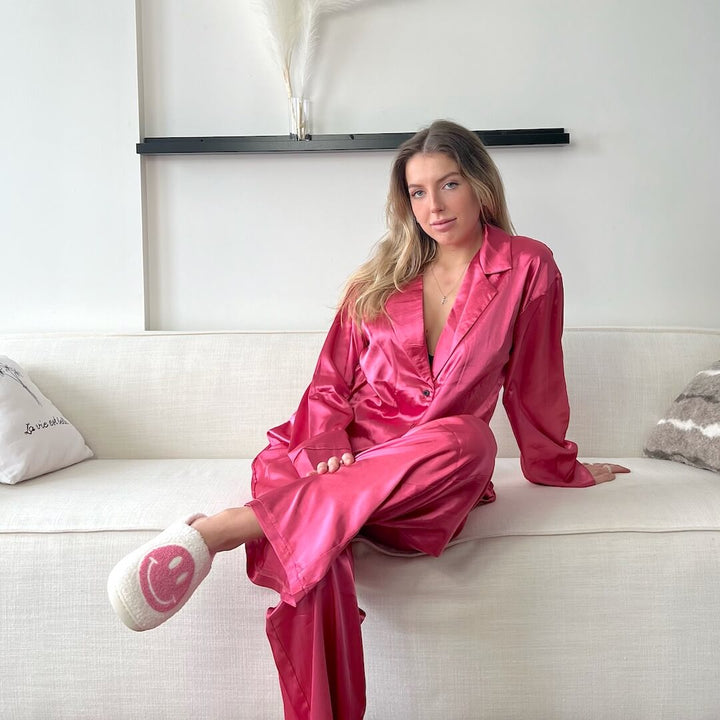 Liora Satin Silk Oversized Pajama Set – Luxurious Breathable Loungewear