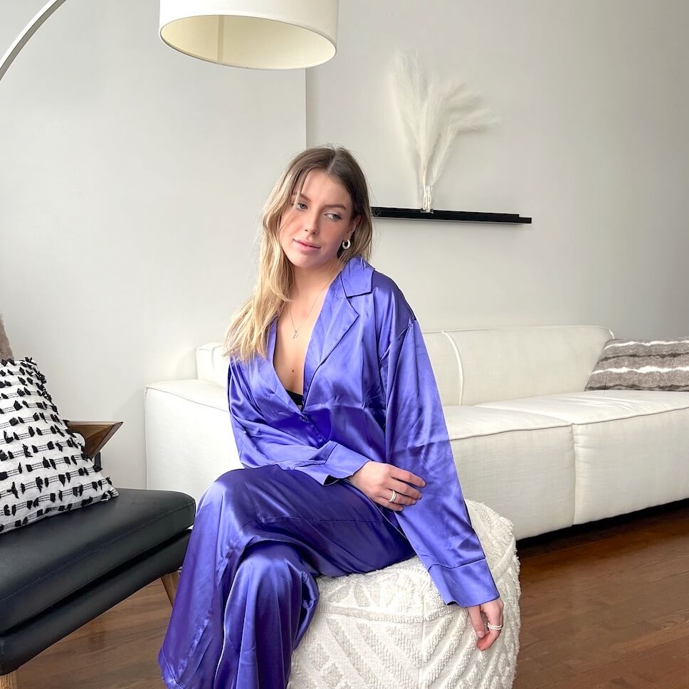 Liora Satin Silk Oversized Pajama Set – Luxurious Breathable Loungewear