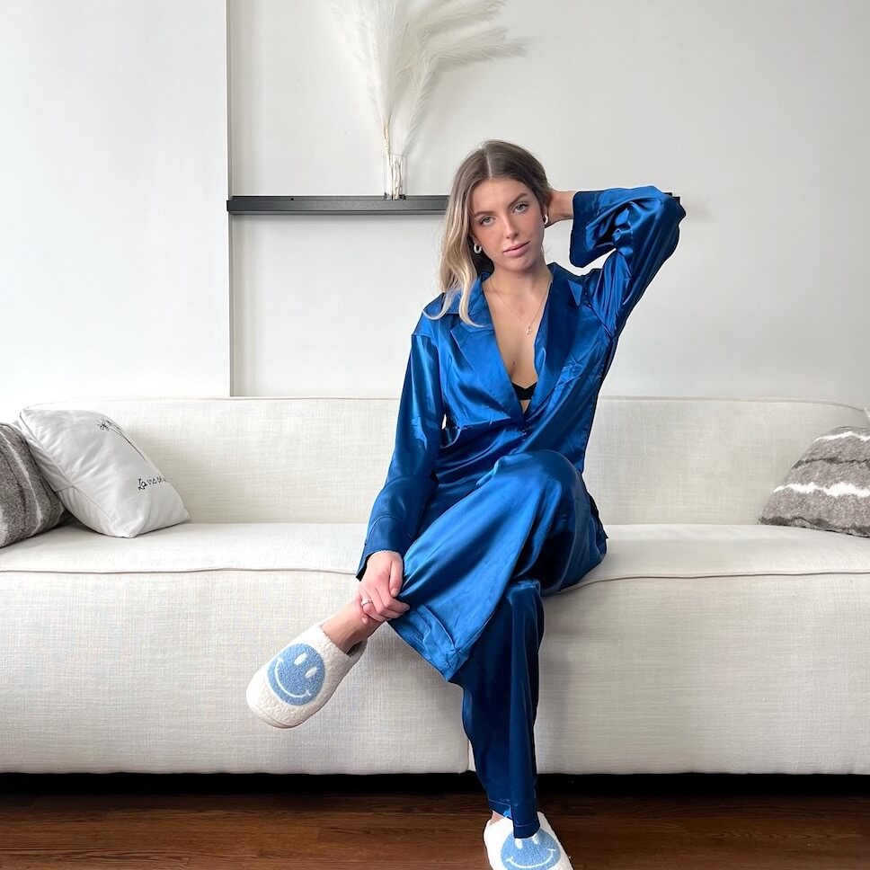 Liora Satin Silk Oversized Pajama Set – Luxurious Breathable Loungewear