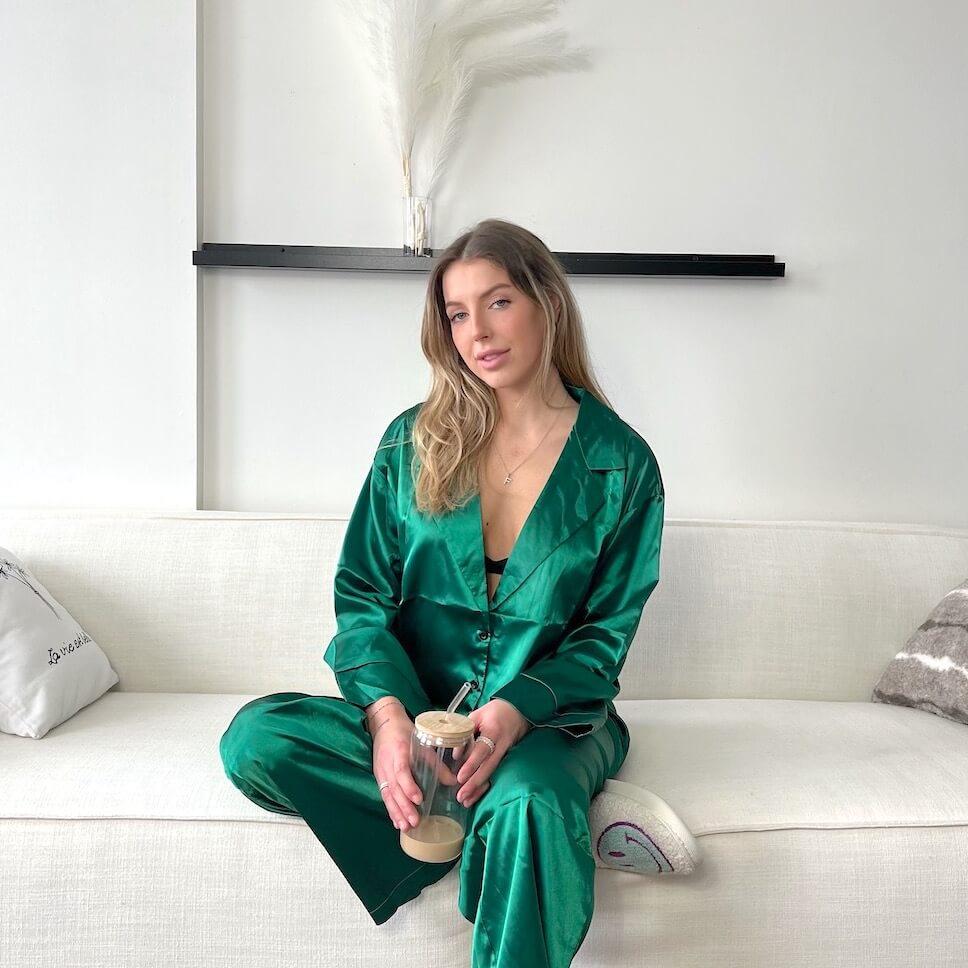 Liora Satin Silk Oversized Pajama Set – Luxurious Breathable Loungewear