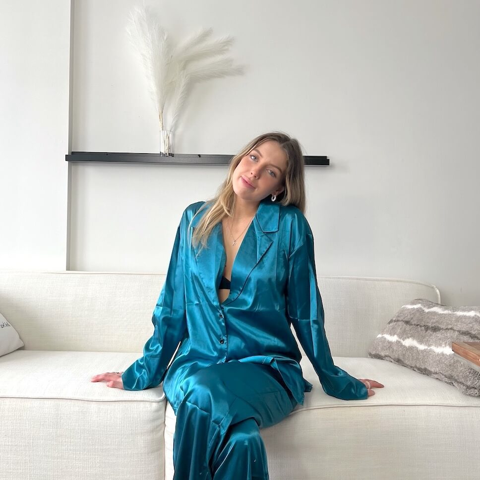 Liora Satin Silk Oversized Pajama Set – Luxurious Breathable Loungewear