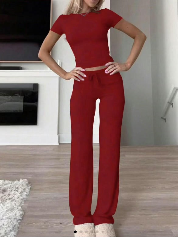 Ensemble lounge 2 pièces – T-shirt manches courtes + pantalon droit