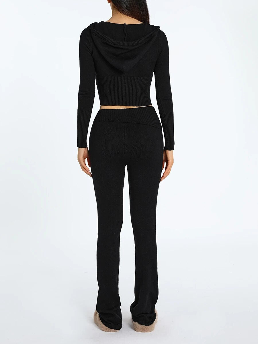 Ribbed Knit Lounge Set - Siopie