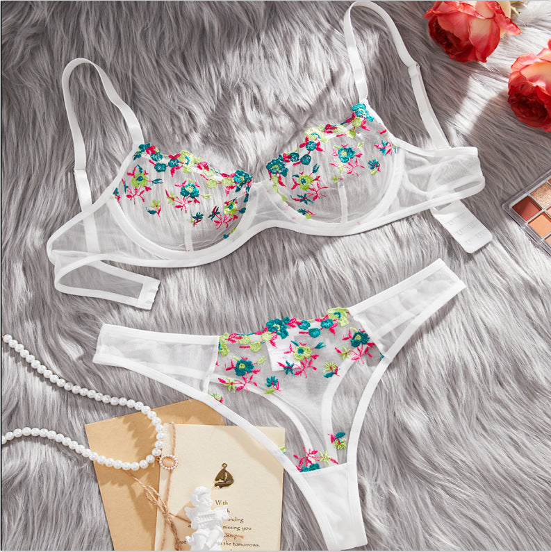 Arielle Lingerie Set – Embroidered Sakura Mesh