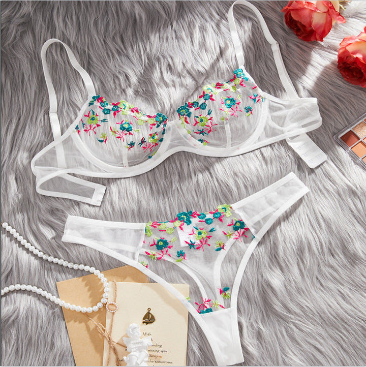 Arielle Lingerie Set – Embroidered Sakura Mesh