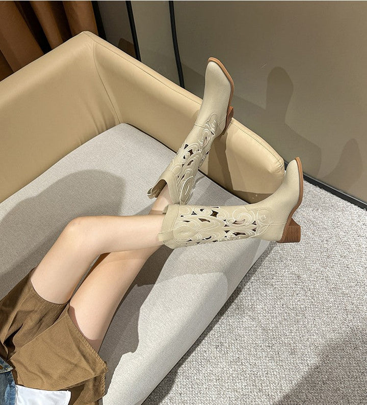 Amara Embroidered Cowboy Boots with Handcrafted Elegant Detailing