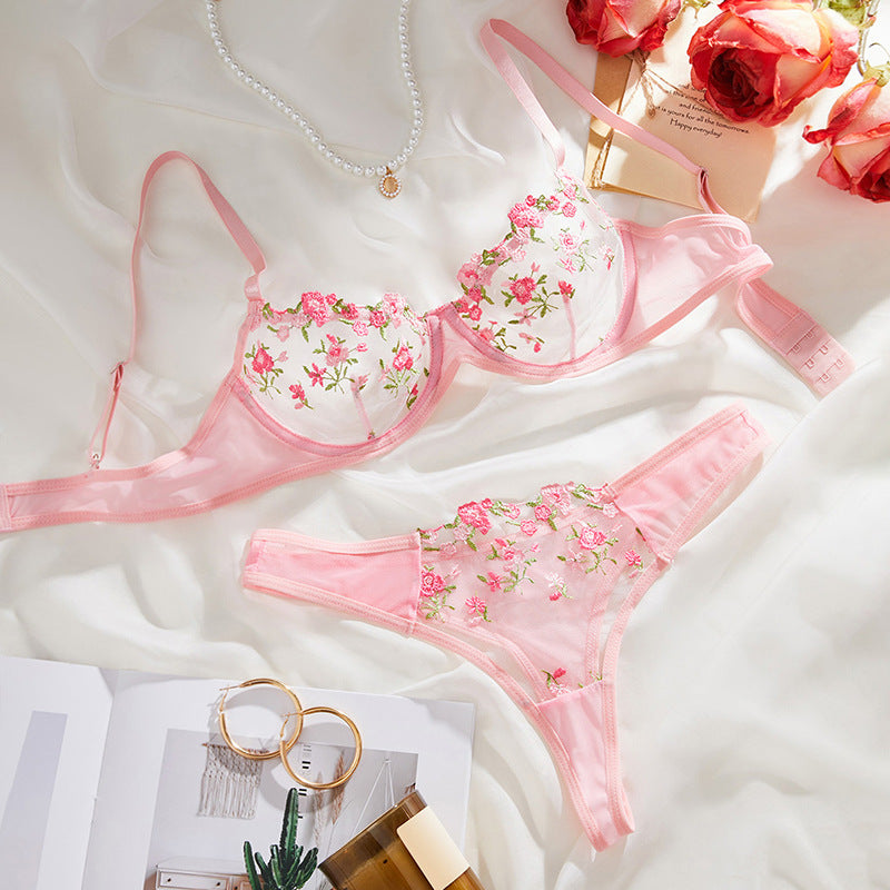 Arielle Lingerie Set – Embroidered Sakura Mesh