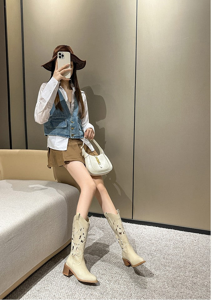 Amara Embroidered Cowboy Boots with Handcrafted Elegant Detailing