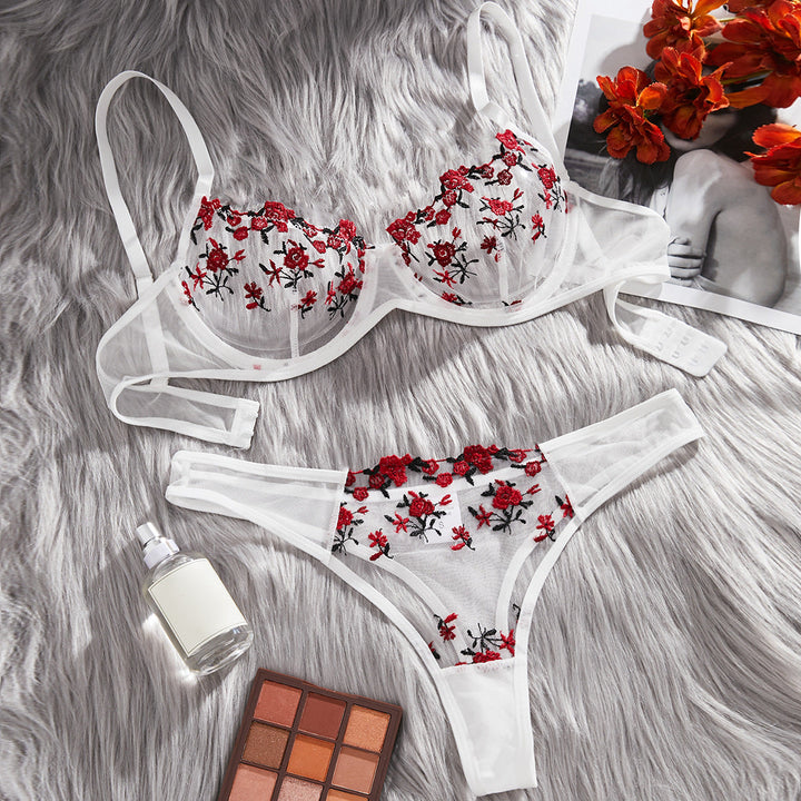 Arielle Lingerie Set – Embroidered Sakura Mesh
