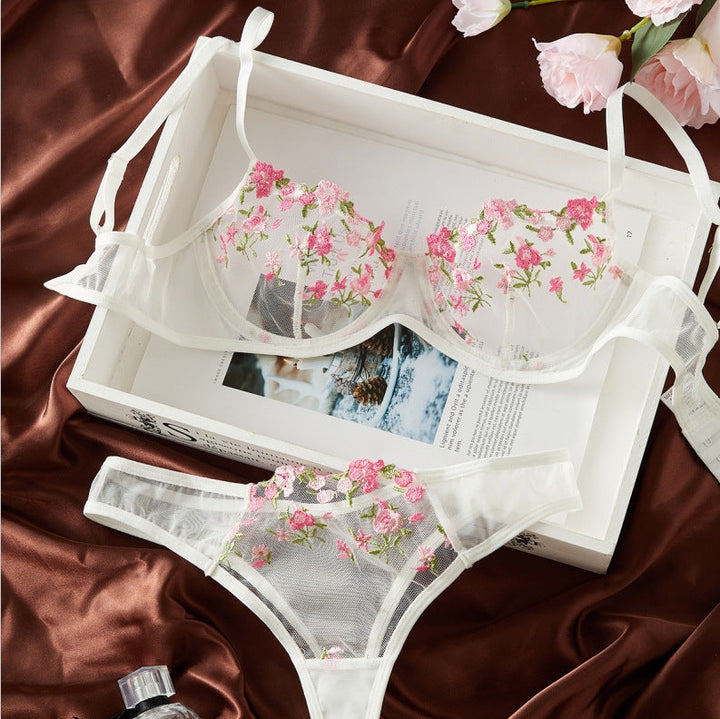 Arielle Lingerie Set – Embroidered Sakura Mesh