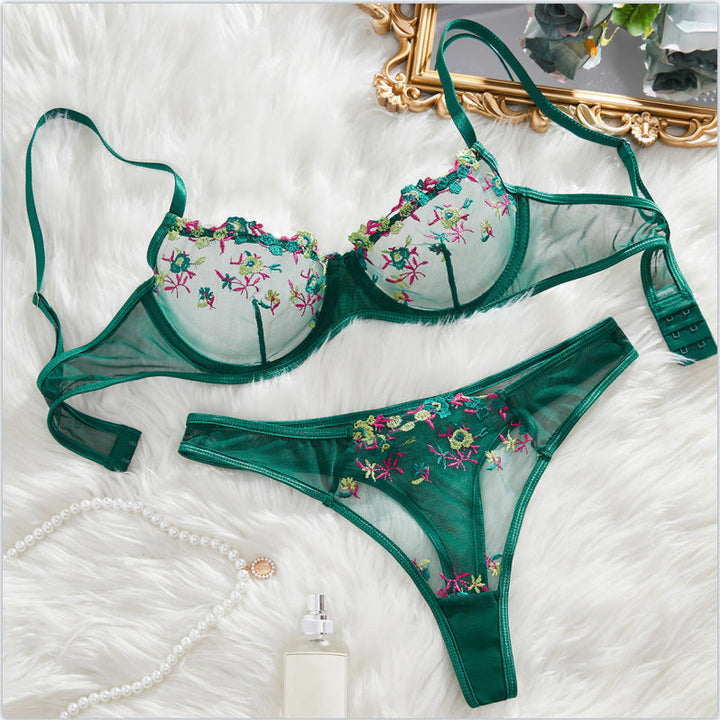 Arielle Lingerie Set – Embroidered Sakura Mesh