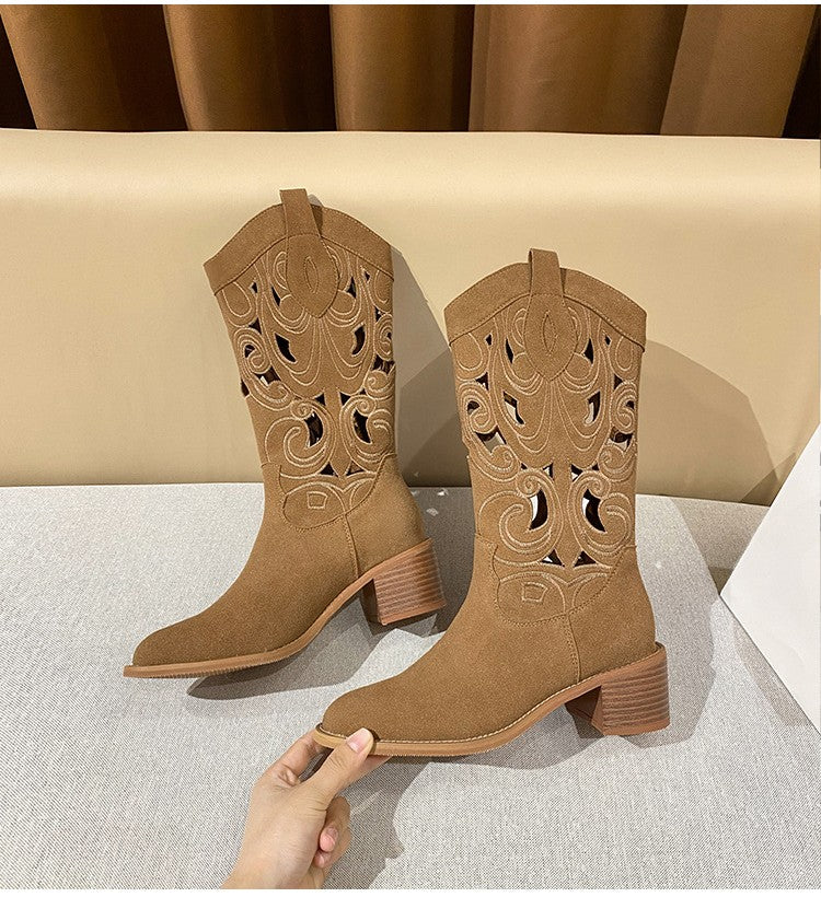 Amara Embroidered Cowboy Boots with Handcrafted Elegant Detailing