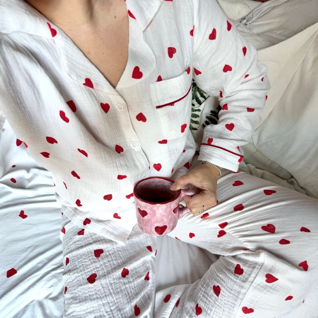 Liora Heart-Print Women's Loungewear Set – Soft Cotton Comfort