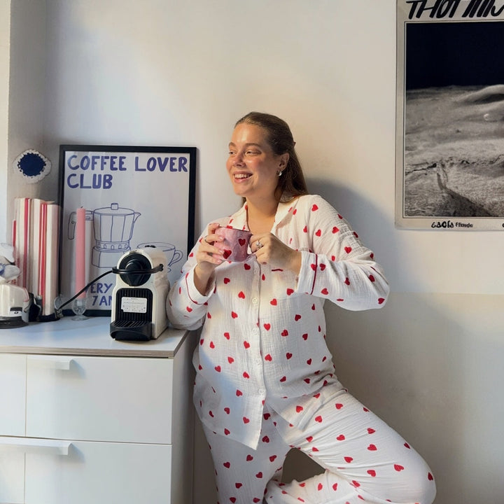 Liora Heart-Print Women's Loungewear Set – Soft Cotton Comfort