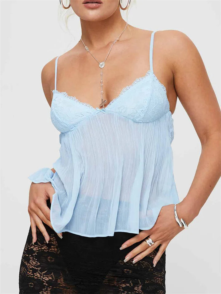 Luna – Caraco plissé en dentelle raffiné