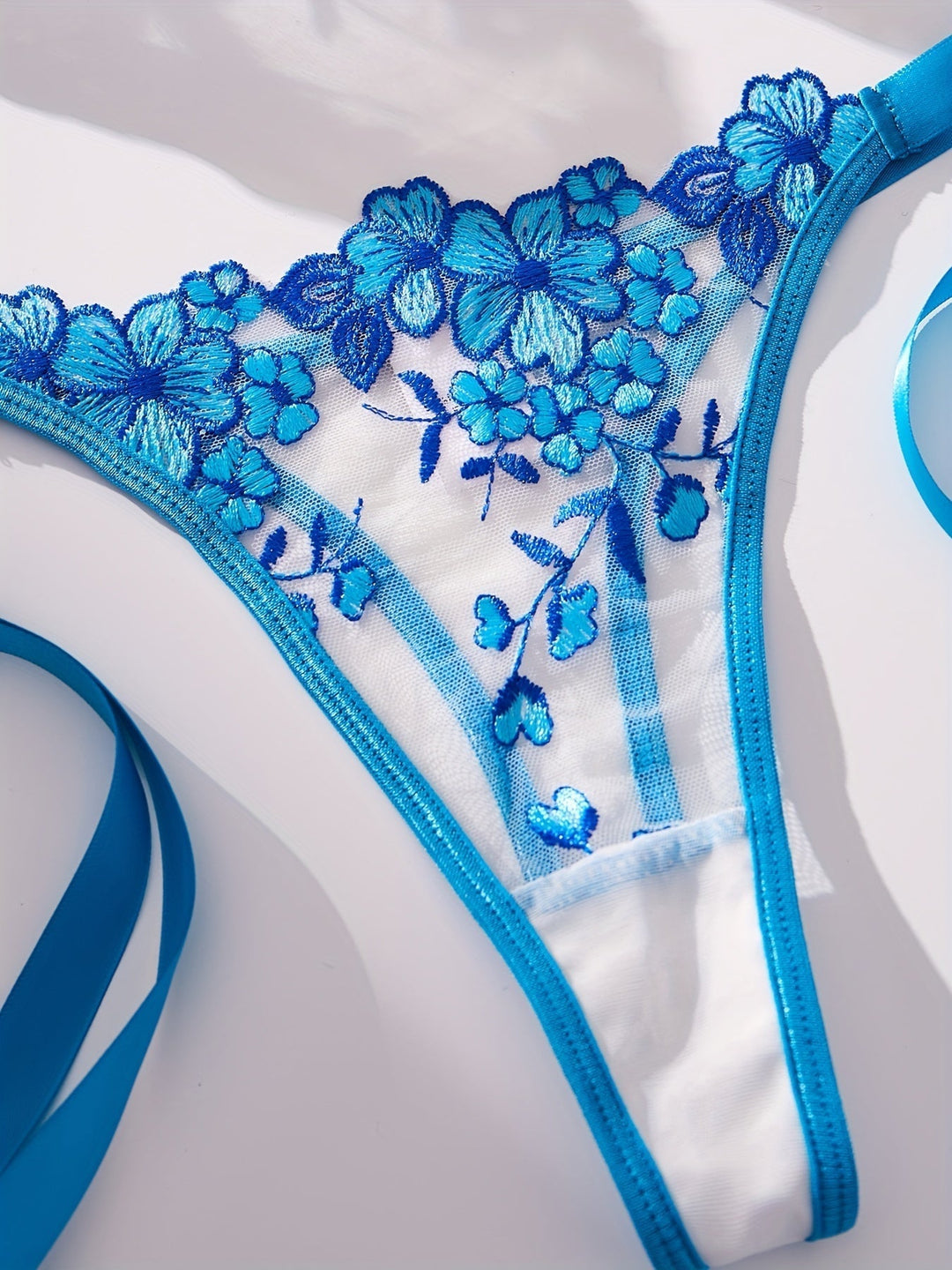 Liora Floral Embroidered Tie-Up Lingerie Set Romantic Lace