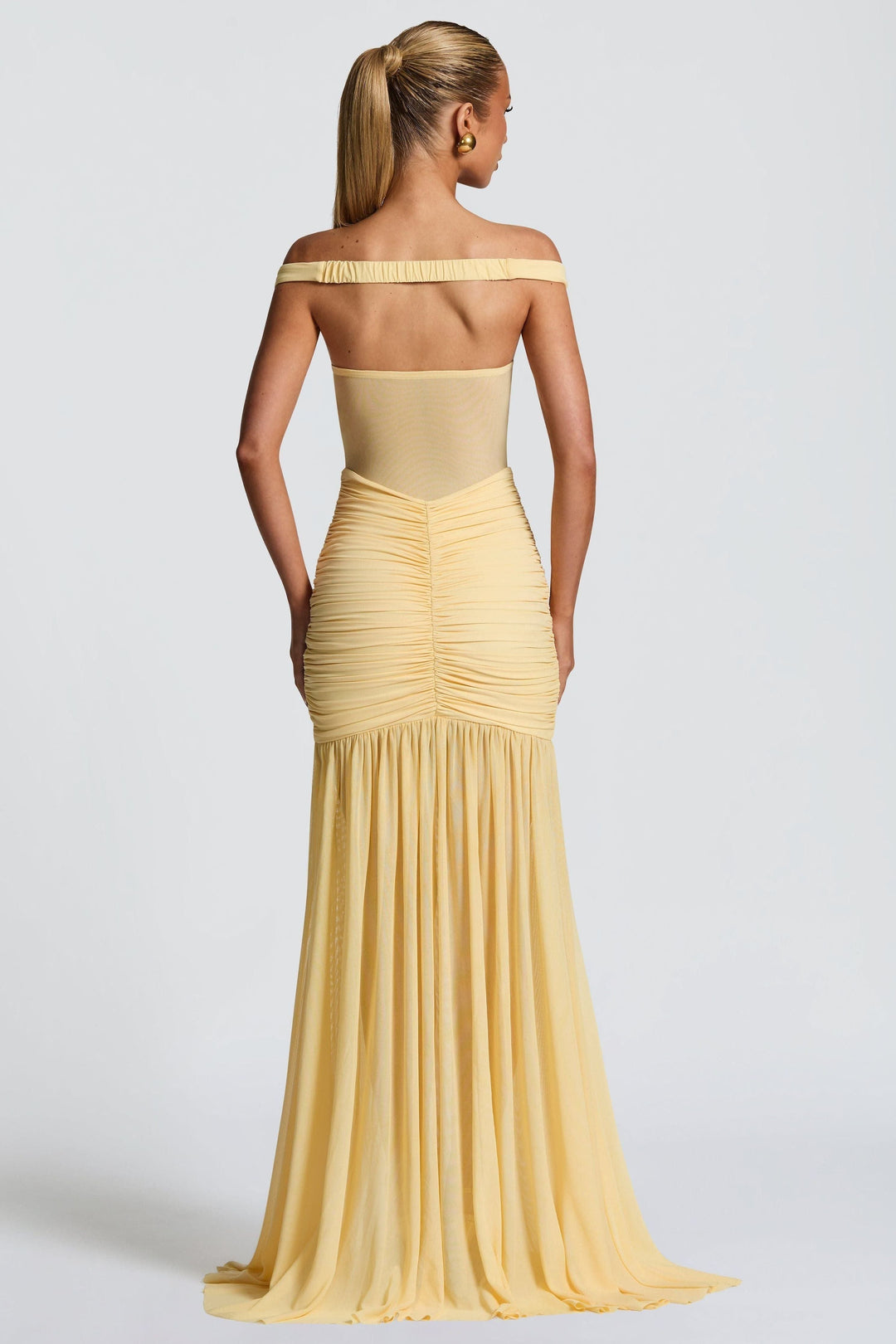 Alya Metallic Maxi Dress – Vibrant Olive Yellow Black Evening Gown