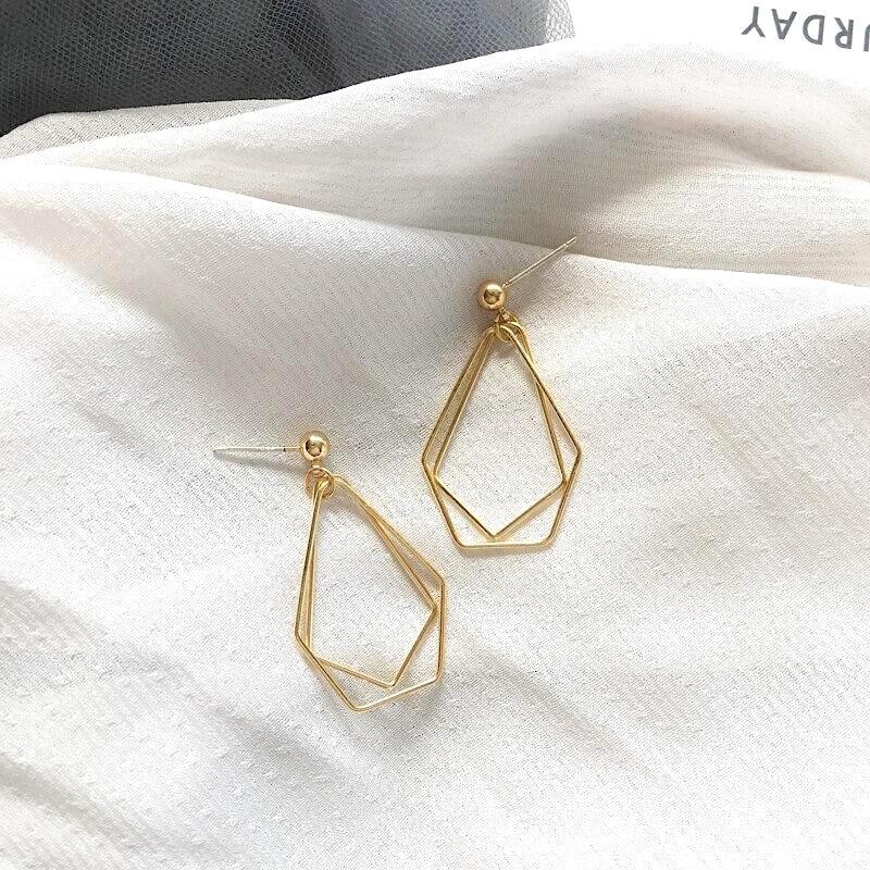 Geometric Gold Plated Minimalist Earrings – Elegant Chic Design