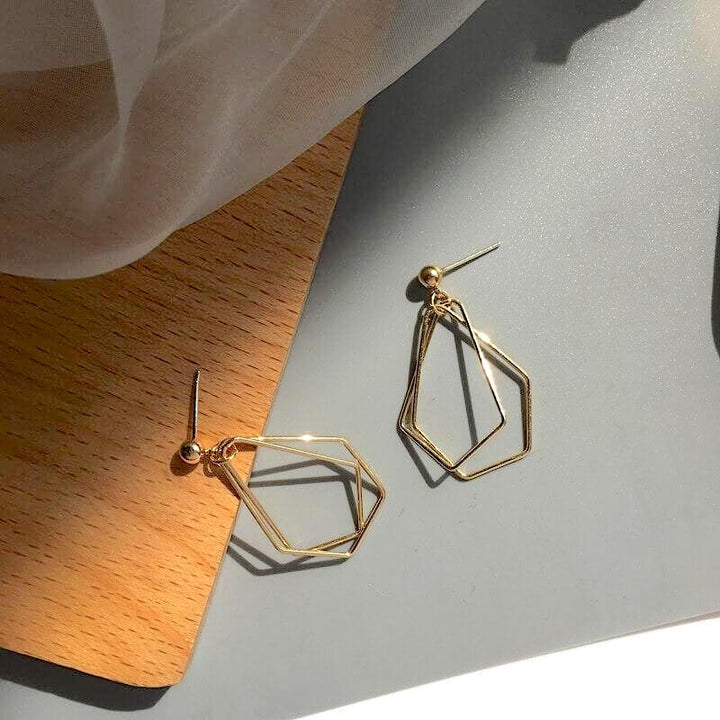 Geometric Gold Plated Minimalist Earrings – Elegant Chic Design