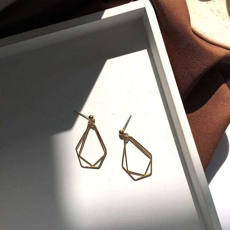 Geometric Gold Plated Minimalist Earrings – Elegant Chic Design