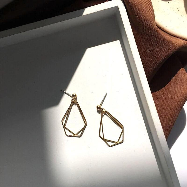 Geometric Gold Plated Minimalist Earrings – Elegant Chic Design