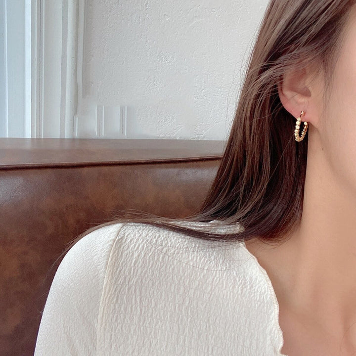 Liora Hoop Earrings – 14K Gold Plated Vintage Cube Design