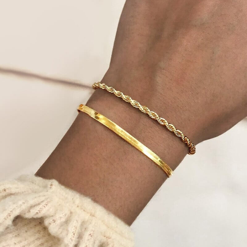 Liora Twisted Rope Bracelet – Minimalist Gold & Silver 2-4mm