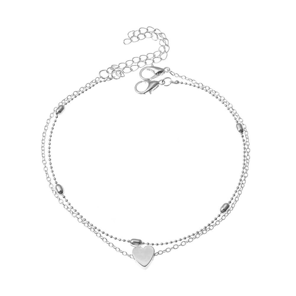 Liora Heart Anklet – Elegant Gold-Plated & Silver Stainless Steel