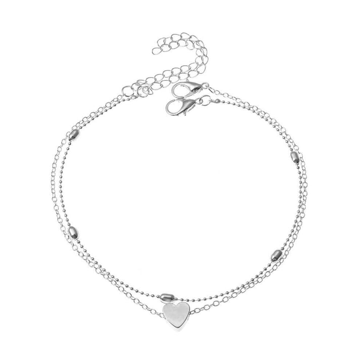 Liora Heart Anklet – Elegant Gold-Plated & Silver Stainless Steel